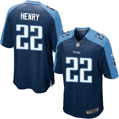 Men's Game Derrick Henry Nike Jersey Navy Blue Alternate - #22 NFL Tennessee Titans